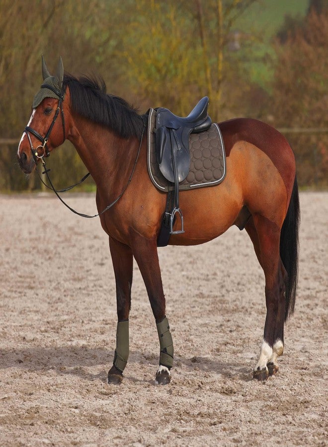 HORZE Marquess Crochet Horse Ear Bonnet | Sound Dampening Fly Protection - Walnut - Horse - Image 4